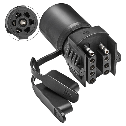 RASE Tire and Auto LLC  7 Pin Round to 4 and 5 Pin Flat Blade Trailer Adapter, 7 Way to 5 Way Trailer Plug Adapter 2-in-1 Design