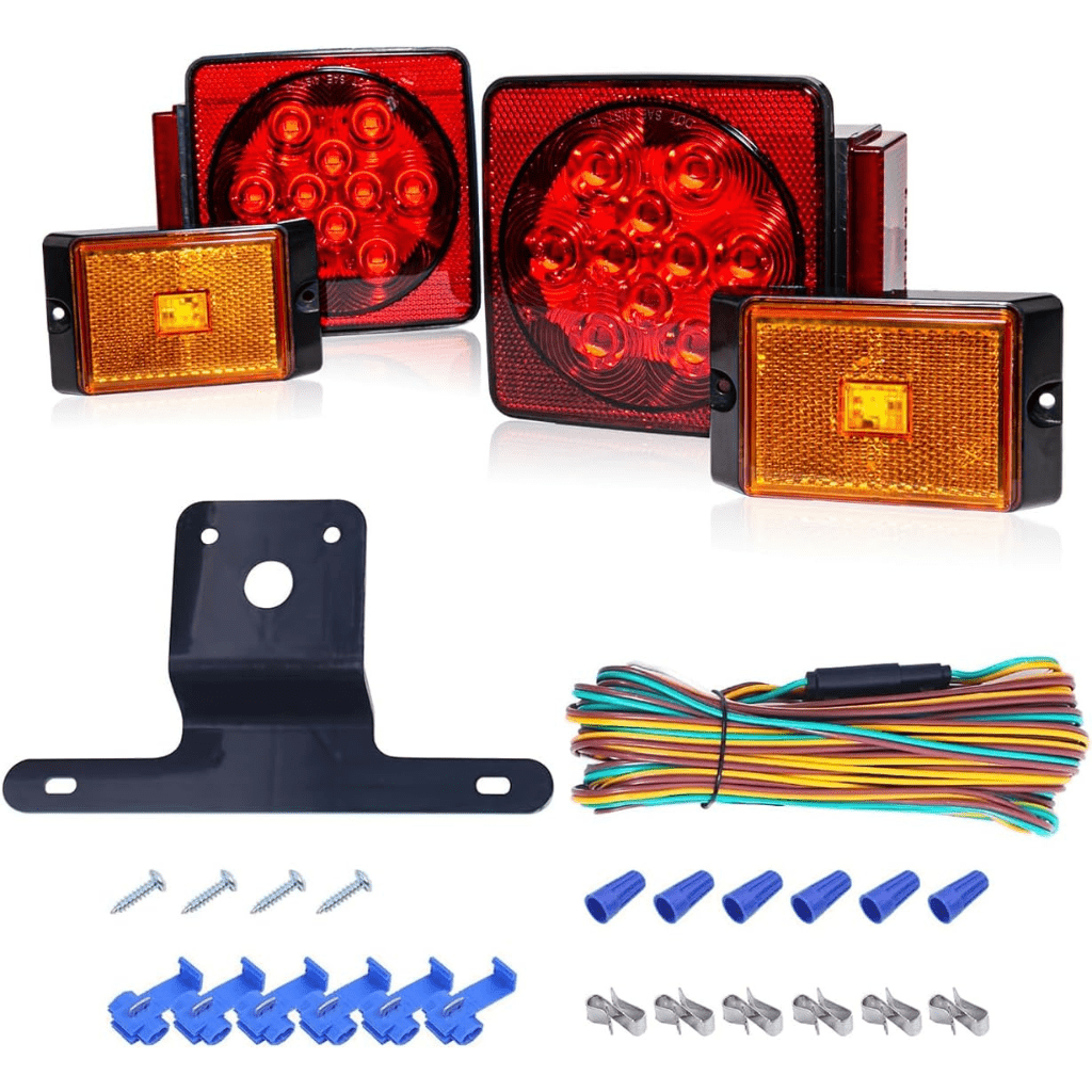 RASE Tire and Auto LLC  70205 Trailer Light Kit - 12V All LED, Left and Right Waterproof Submersible for Trailers, Boat Trailer Truck Marine Camper RV Snowmobile, Red
