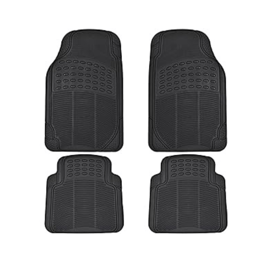 RASE Tire and Auto LLC All-Weather Car Floor Mats Heavy Duty Protection, 4 pcs, Smart Trim Tailor Fit, Back Secure GripClip, Full Coverage Odorless Non-Slip Car Black