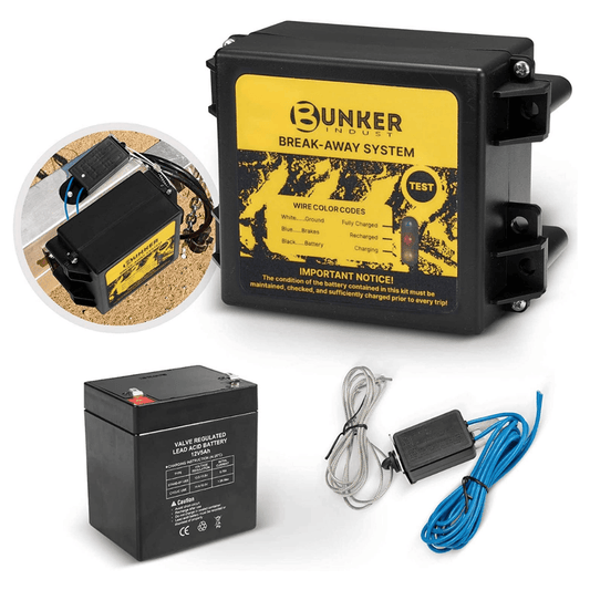RASE Tire and Auto LLC  BUNKER INDUST Trailer Brake Breakaway Kit with Charger, LED Display, Switch, 12V 5Ah Battery for Trailer Caravan