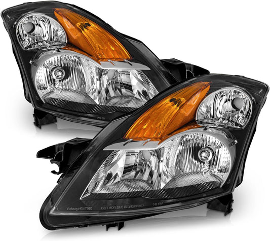 Rase Tire and Auto LLC car parts Headlight Assembly Compatible with 2007
2008 2009 Nissan Altima 4Dr Sedan Headlamps Replacement Black Housing Amber Reflector Clear Lens Driver and Passenger Side