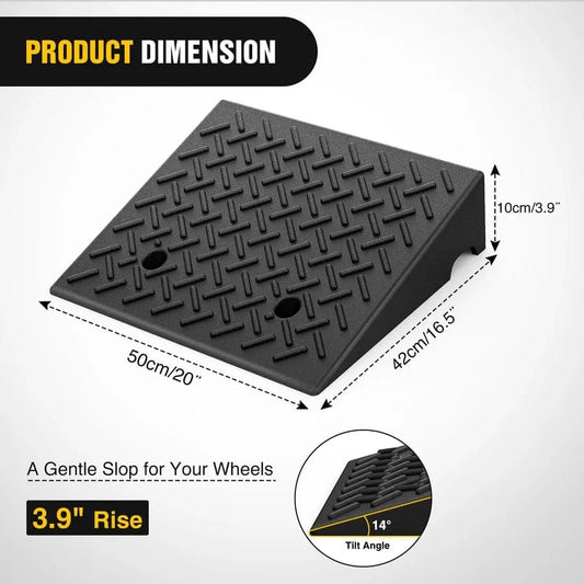 Rase Tire and Auto LLC car parts Rubber Curb Ramps,
3.9" Rise Height Heavy Duty Rubber Threshold Ramp 7000lbs Load Capacity, 2 Pack