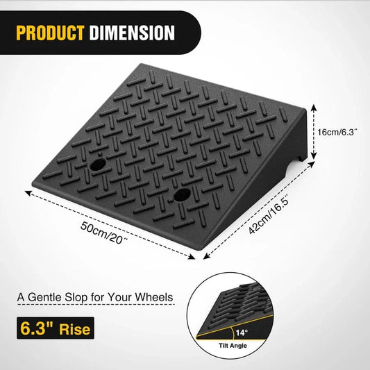 Rase Tire and Auto LLC car parts Rubber Curb Ramps,
6.3" Rise Height Heavy Duty Rubber Threshold Ramp 7000lbs Load Capacity