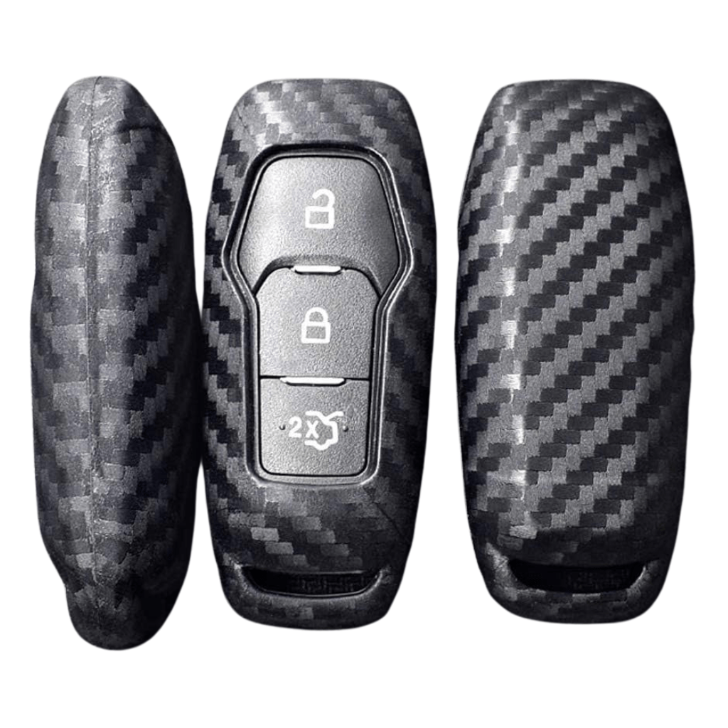 RASE Tire and Auto LLC  Carbon Fiber Finish Soft Silicone Key Fob Cover Compatible with 2015-2017 Ford Explorer or F-150 3-Button