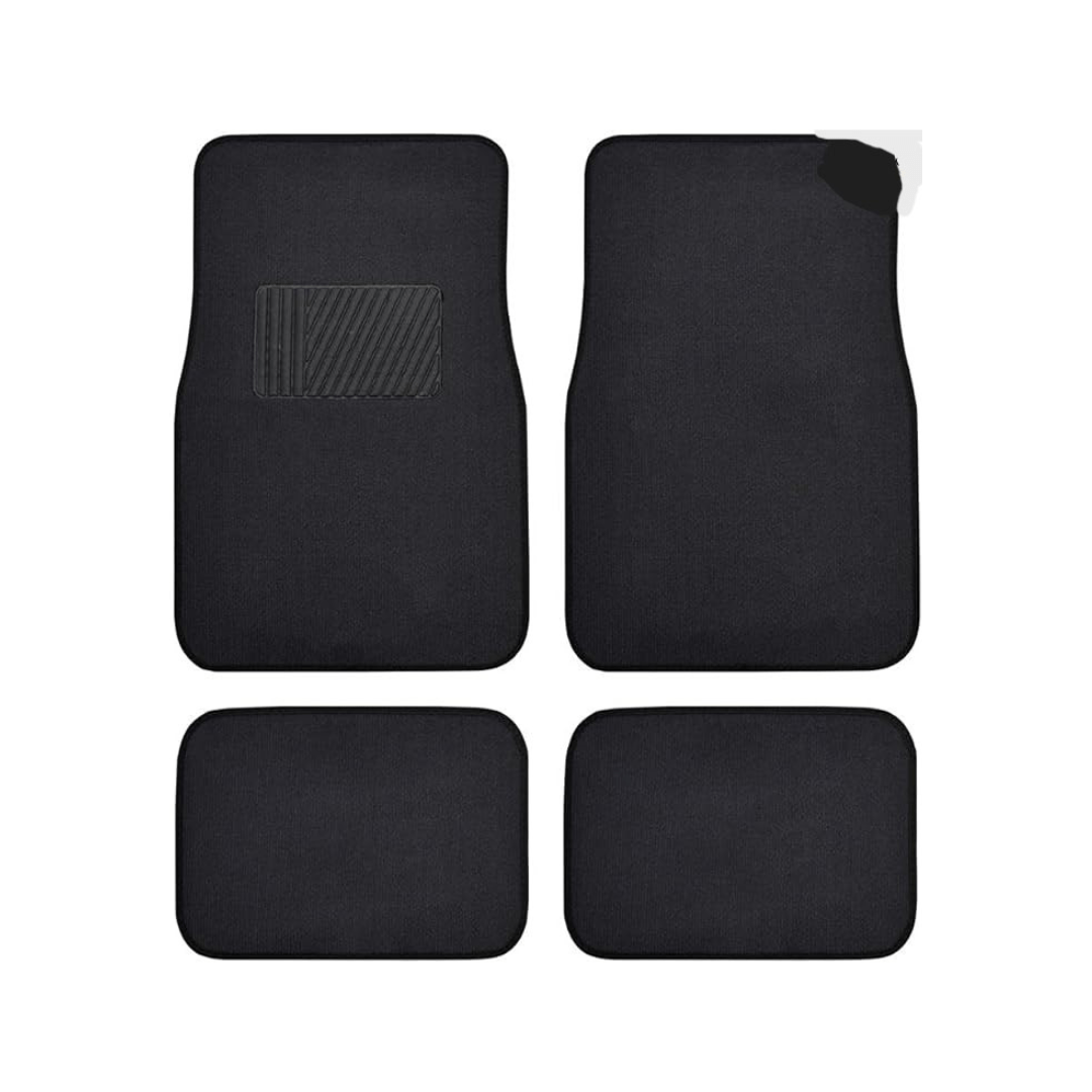 RASE Tire and Auto LLC Carpet Car Floor Mats Heavy Duty Protection, 4 pcs, Smart Trim Tailor Fit, Back Secure GripClip, Full Coverage Odorless Non-Slip Car Black