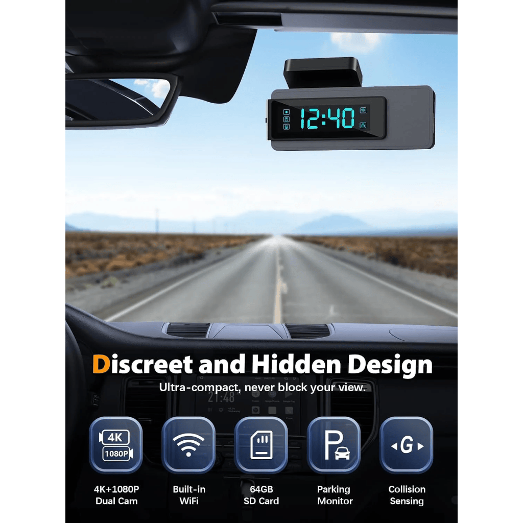 RASE Tire and Auto LLC  Dash Cam Front and Rear 4K+1080P, Free 64GB Card, Built-in WiFi, Dash Camera for Cars, Car Camera, Dual Dashcams for Cars with Night Vision, 24 Hours Parking Monitor, Loop Recording