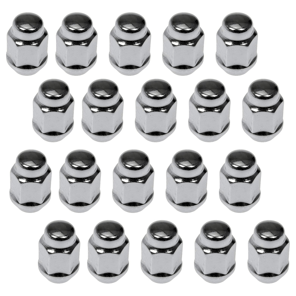 RASE Tire and Auto LLC  Dorman 711-265 Wheel Nut Chrome Acorn Bulge Seat 1/2-20 Compatible with Select Models, 20 Pack
