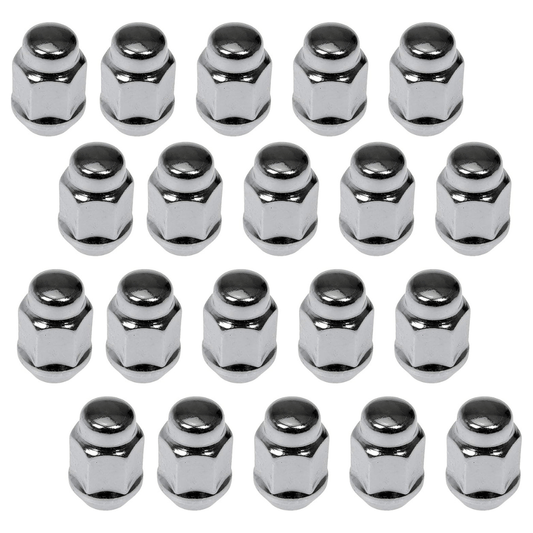 RASE Tire and Auto LLC  Dorman 711-265 Wheel Nut Chrome Acorn Bulge Seat 1/2-20 Compatible with Select Models, 20 Pack