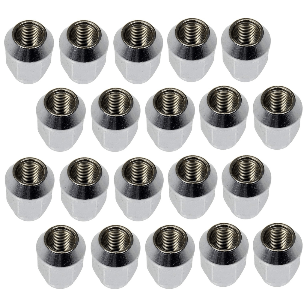 RASE Tire and Auto LLC  Dorman 711-265 Wheel Nut Chrome Acorn Bulge Seat 1/2-20 | Fits Select Models, 20 Pack