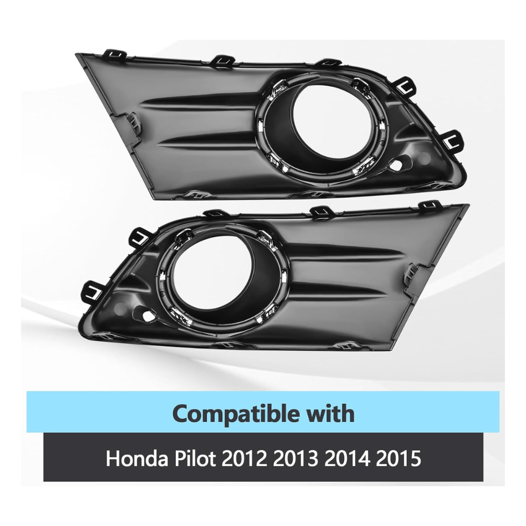 RASE Tire and Auto LLC  Fog Light Cover with Chrome Bezel Trim Pair Front Bumper (A Pair) Compatible with Honda Pilot 2012-2015 Replaces 71107-SZA-A50 71102-SZA-A50