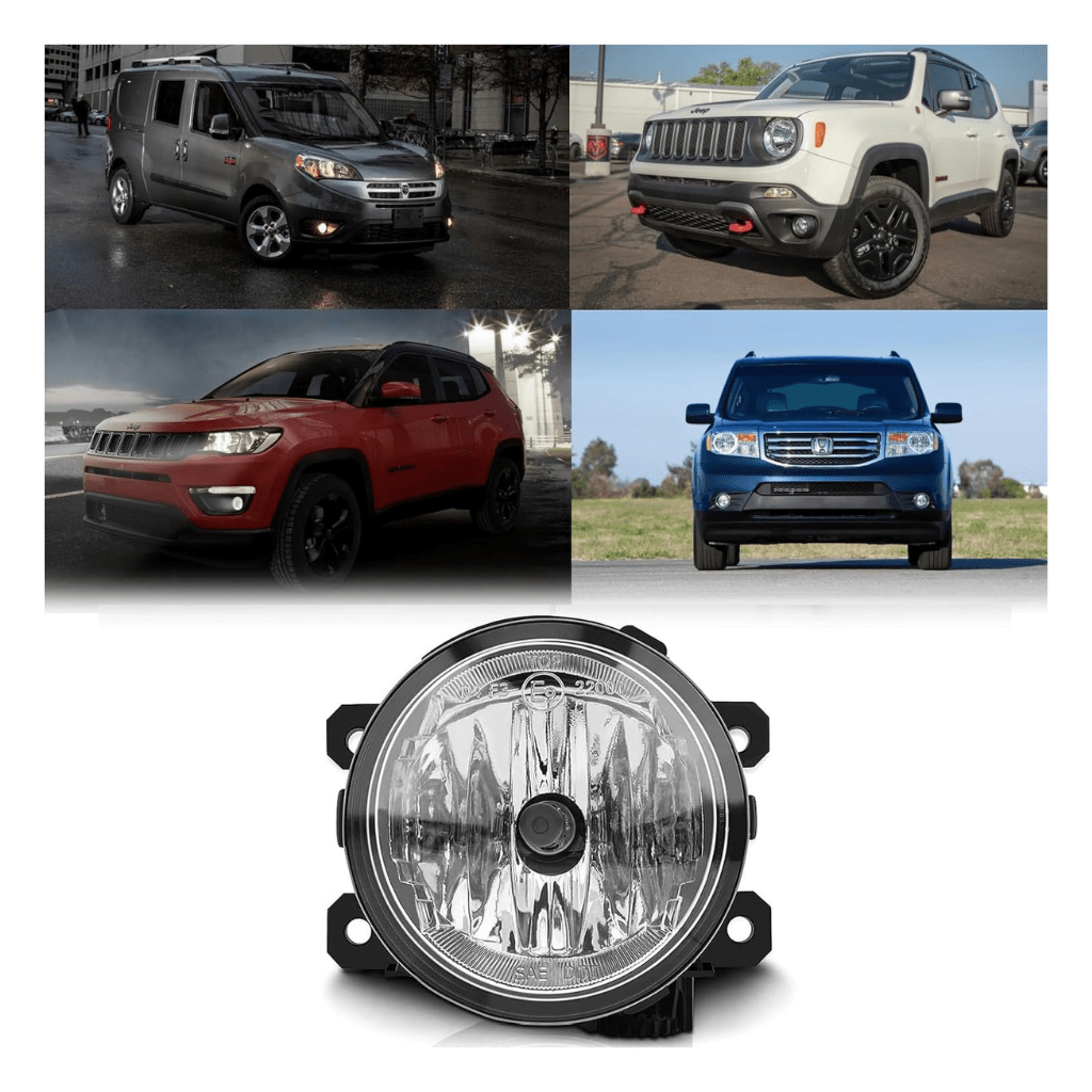 RASE Tire and Auto LLC  Fog Light for Jeep Compass Renegade Cherokee, Dodge RAM Promaster 1500 2500 3500 CITY, Honda CRV Crosstour Pilot, Acura ILX RDX TL TSX, FIAT 500L 500X, 2010-2020 1Pcs Left=Right (Clear len)