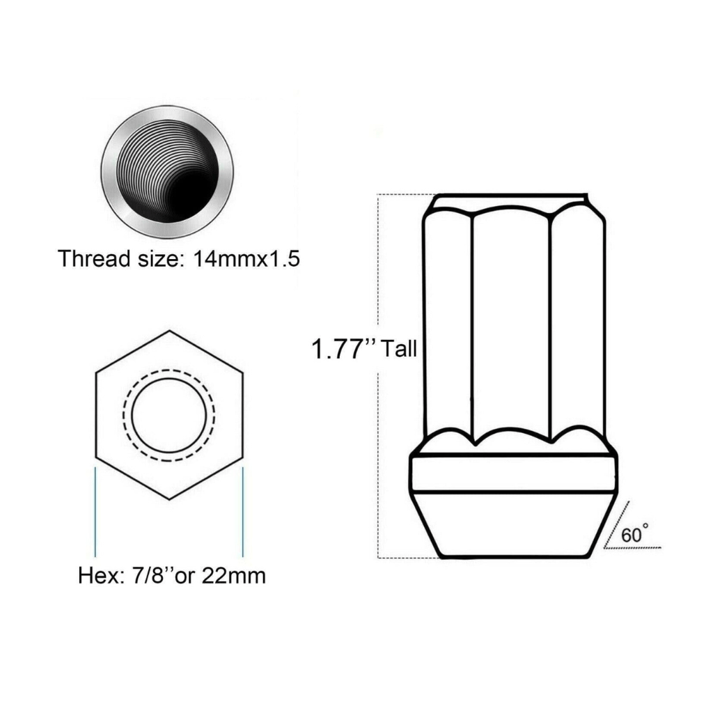 RASE Tire and Auto LLC GMC ACADIA SAVANA SIERRA SOLID OEM FACTORY STYLE LUG NUTS 14x1.5 CHROME 24PC