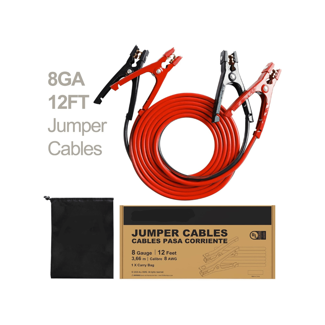 RASE Tire and Auto LLC Jumper Cables for car, UL-Listed 8 Gauge 12 Feet Heavy Duty Booster Cables with Carry Bag (8AWG x 12Ft)