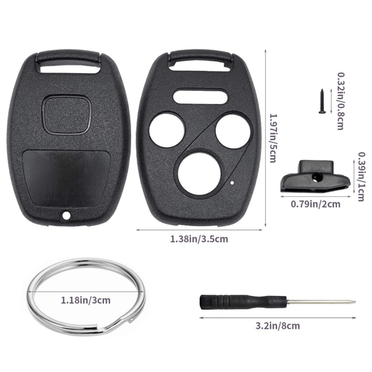 RASE Tire and Auto LLC  Key Fob Shell Replacement Honda Accord 2003-2012 / Civic EX 2006-2013 / Pilot 2009-2015 / CR-V 2005-2006 4 Button Car Keyless Entry Remote Control Key Fob Case Cover - NO Cutting Require