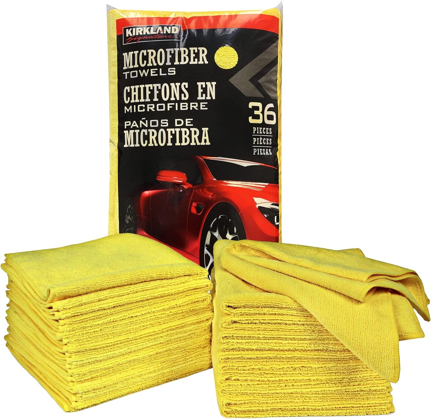 RASE Tire and Auto LLC Kirkland Signature Ultra High Pile Premium Microfiber Towels, 16x 16, 36 Count (Pack of 1), Yellow - 713160