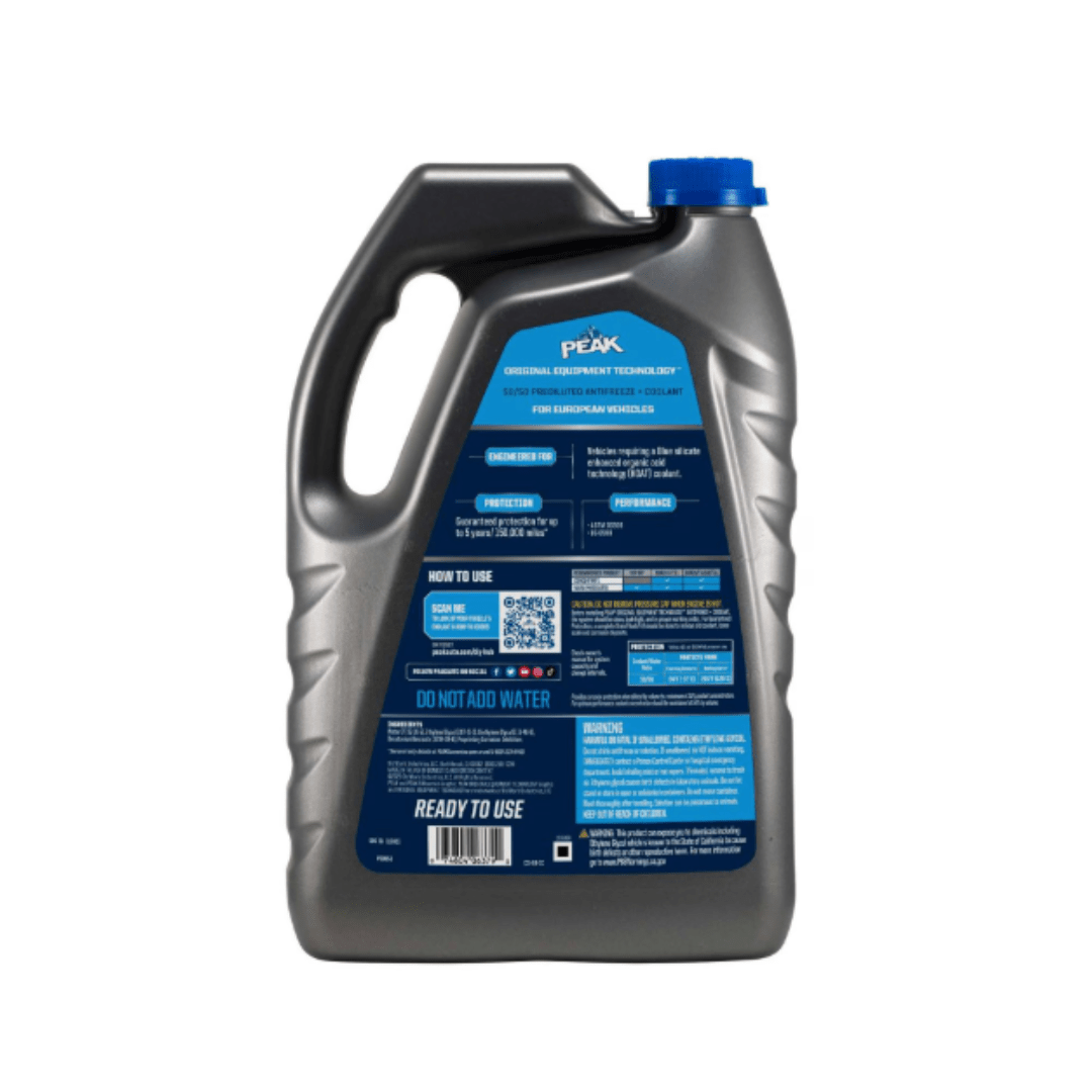 RASE Tire and Auto LLC PEAK Original Equipment Technology European Vehicles Blue, Blue Antifreeze and Coolant 50/50