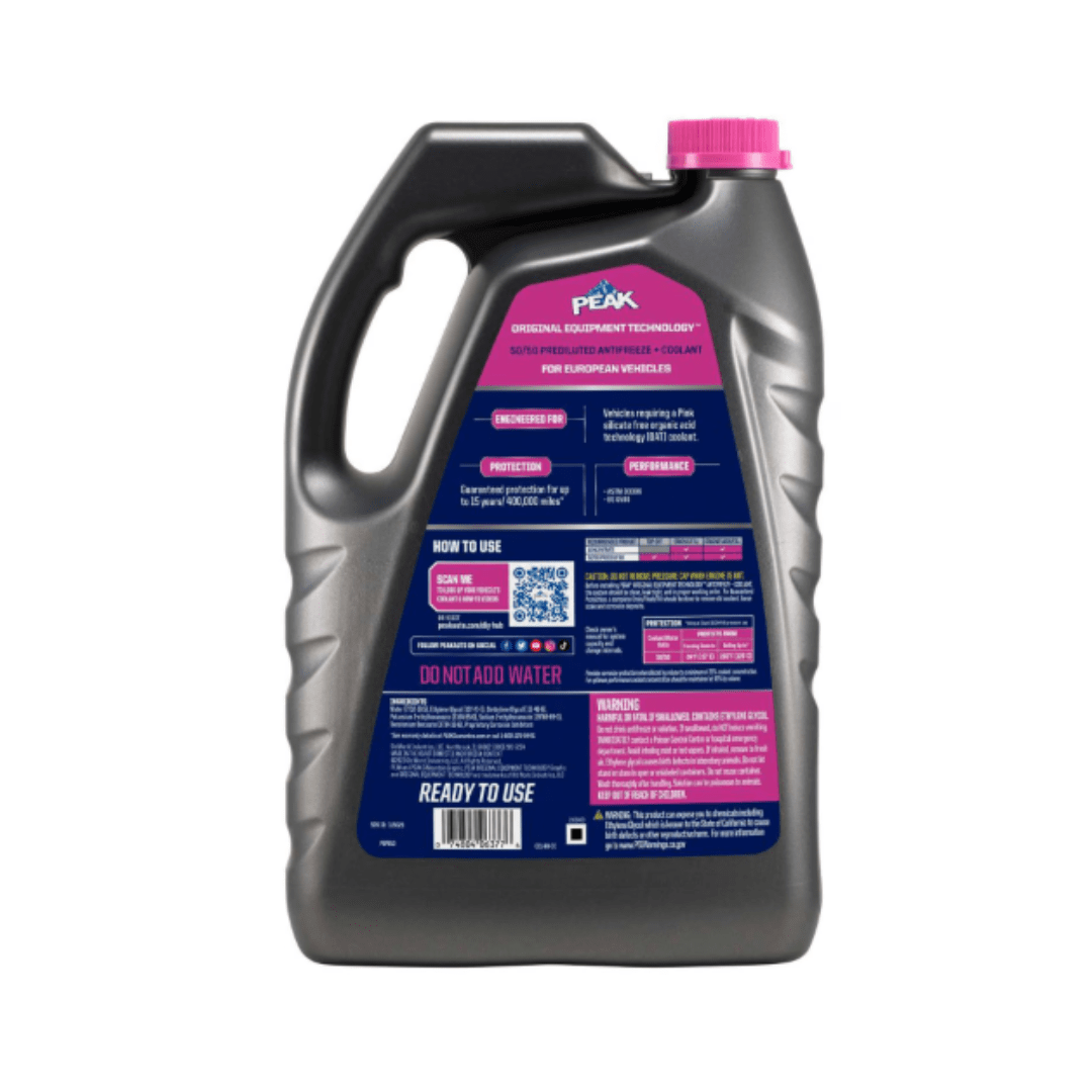 RASE Tire and Auto LLC  PEAK Original Equipment Technology European Vehicles Pink Antifreeze and Coolant Ready-To-Use