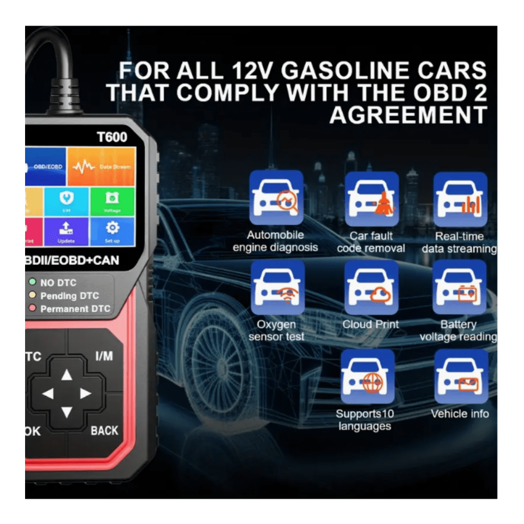 RASE Tire and Auto LLC Professional T600 OBD2 Scanner | Automotive DTC Lookup Car Diagnostic Tool Support Cloud Print Oxygen Sensor Test Code Reader