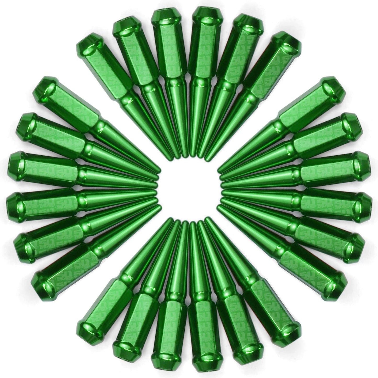 RASE Tire and Auto LLC Set of 24 Green Spiked Lug Nuts - 12 x 1.25mm - Fits Kawasaki, Yamaha, Geo, Chevy, Chevrolet, Infiniti, Nissan, Subaru, Suzuki