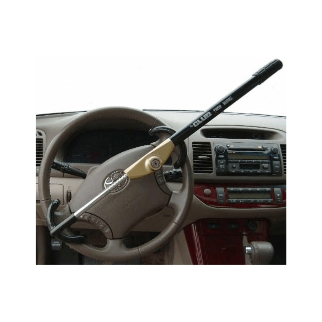 RASE Tire and Auto LLC The Club 3100 Twin Hooks Steering Wheel Lock, Black/Gold