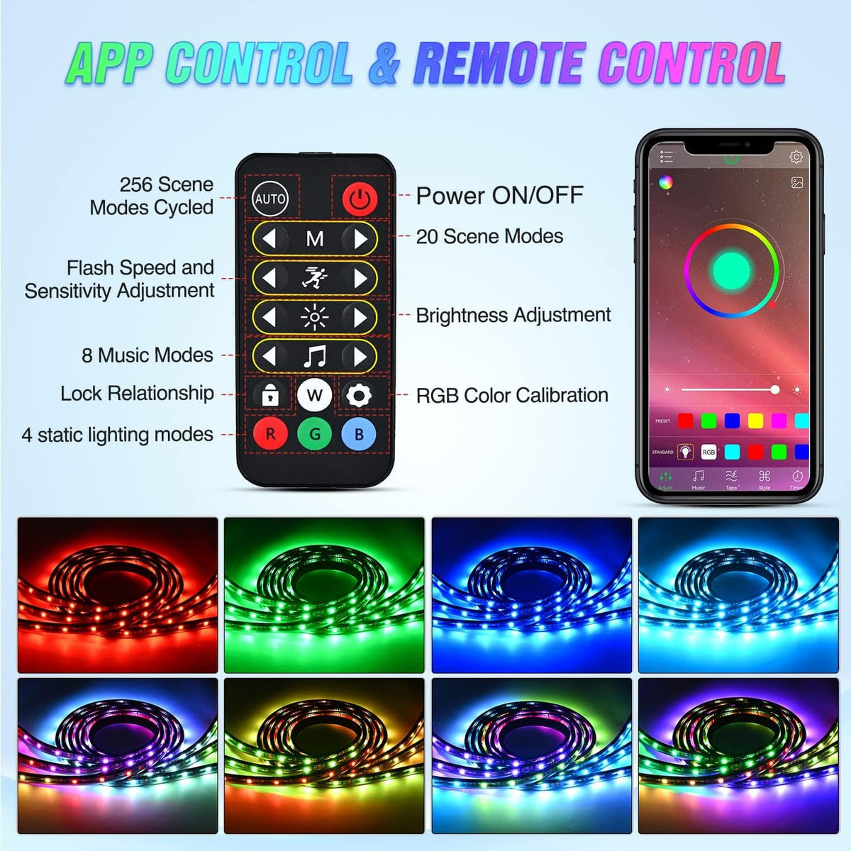Light Rase Truck Bed Light Strip RGB-IC LED Multi Color DIY Music sync w/ APP & R ...