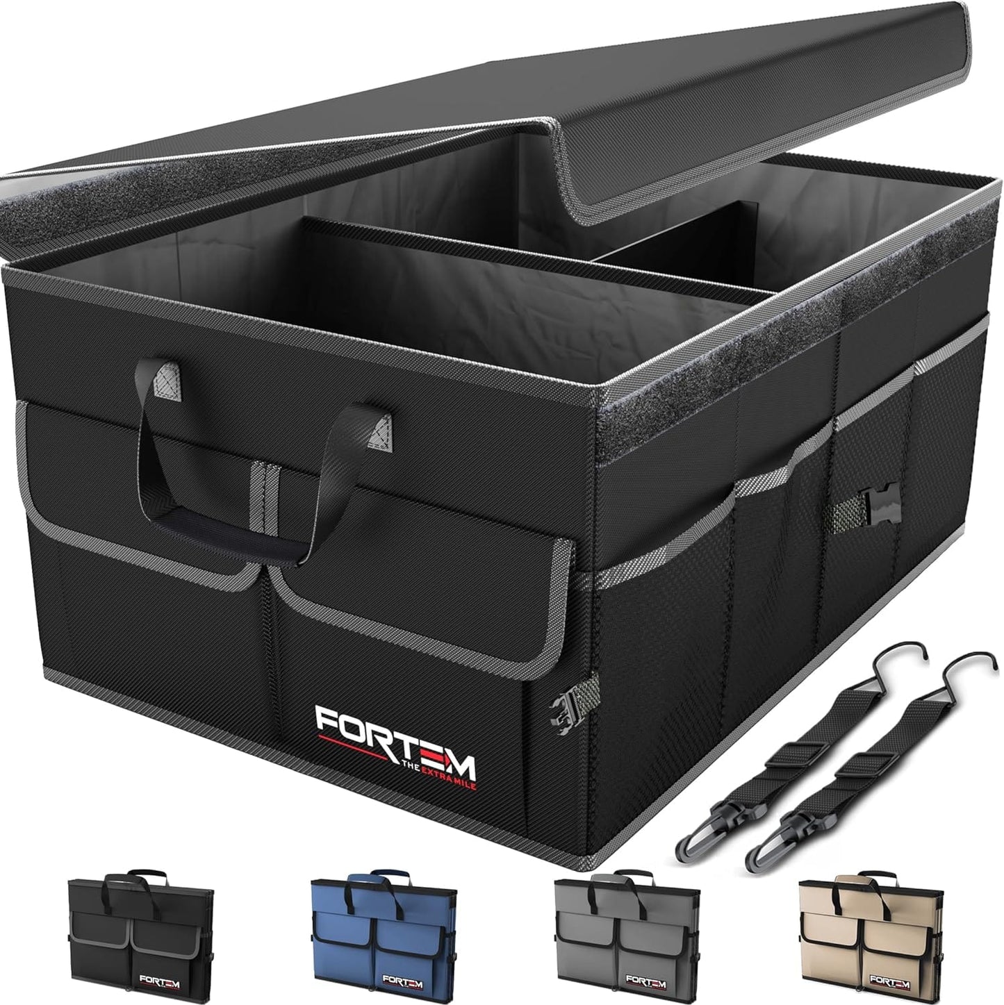 RASE Tire and Auto LLC Trunk Organizer, Collapsible Multi Compartment Organizer, Foldable Storage for Cover 50L (Black, Standard)