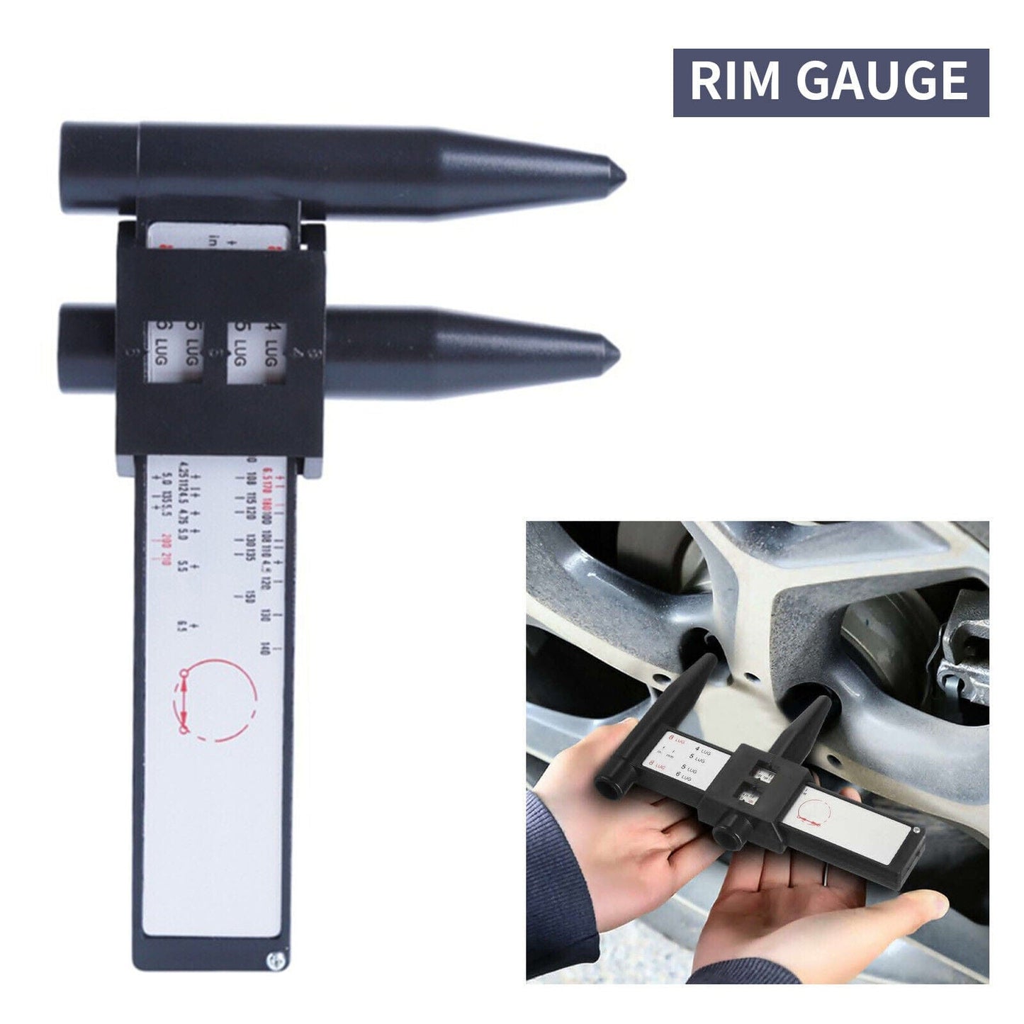 RASE Tire and Auto LLC WHEEL RIM BOLT CIRCLE PATTERN SLIDING MEASURING TOOL GAUGE 4 5 6 8 LUG PCD RULER