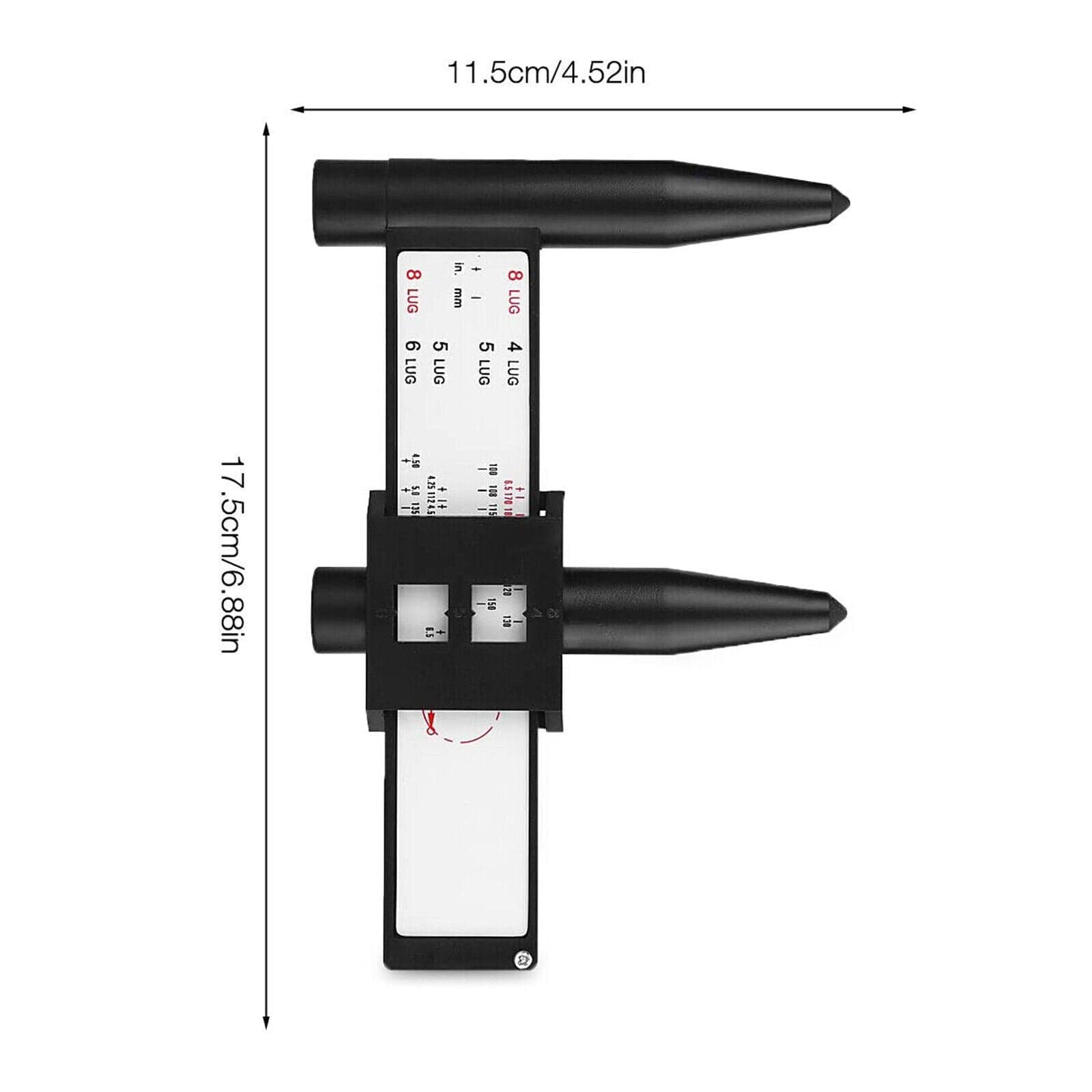 RASE Tire and Auto LLC WHEEL RIM BOLT CIRCLE PATTERN SLIDING MEASURING TOOL GAUGE 4 5 6 8 LUG PCD RULER