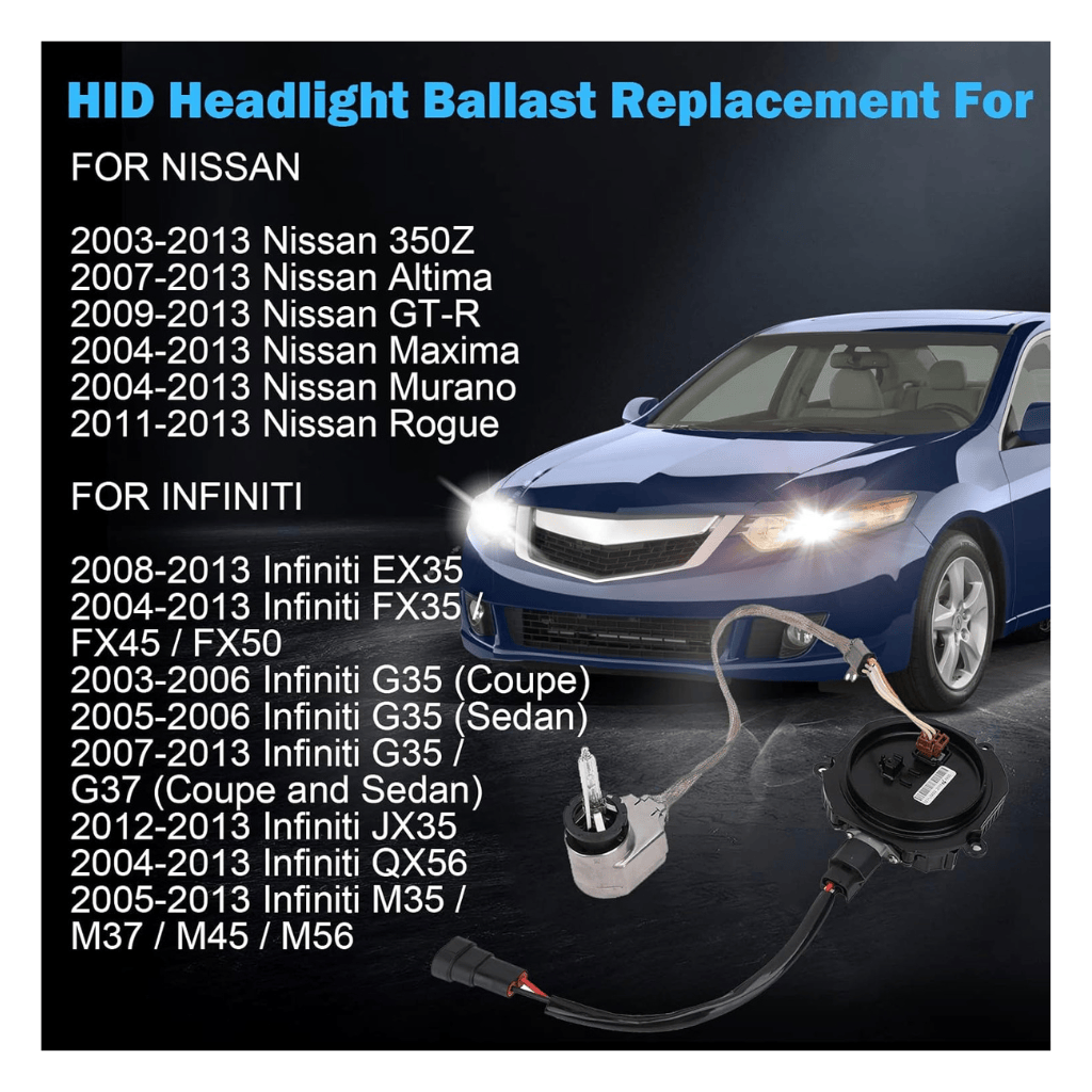 RASE Tire and Auto LLC  Xenon HID Headlight Ballast Control Unit with Igniter & D2S Bulb - Compatible with Nissan Altima, 350Z, Maxima, Murano, Rogue, Infiniti G35, G37, FX35