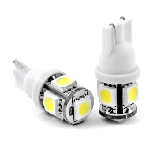 2x Super White T10 Wedge 5-SMD 5050 LED Light bulbs W5W 2825 158 192 168 194