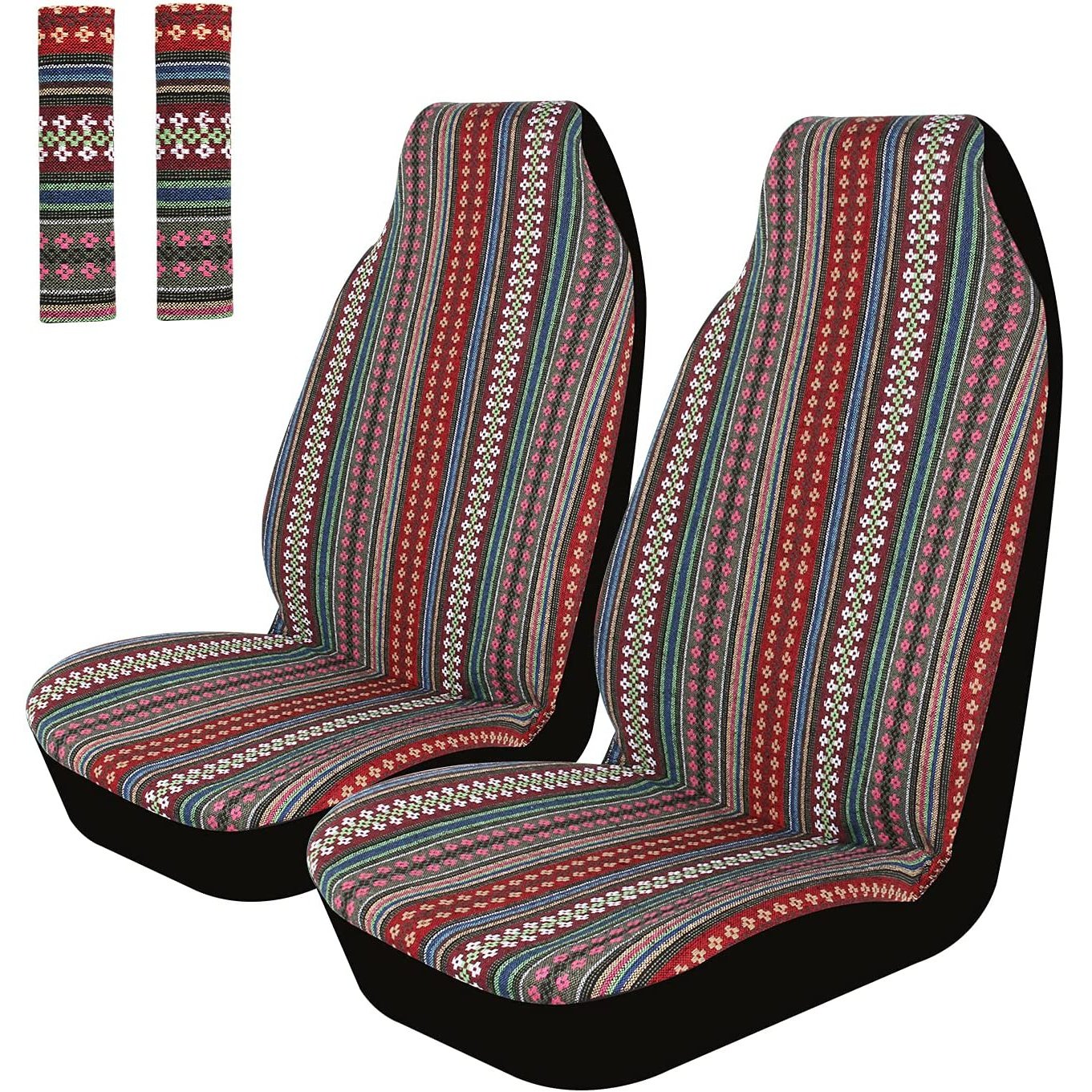 Bojo 2pc Front Seat Covers and 2pc Seat Belt Protectors