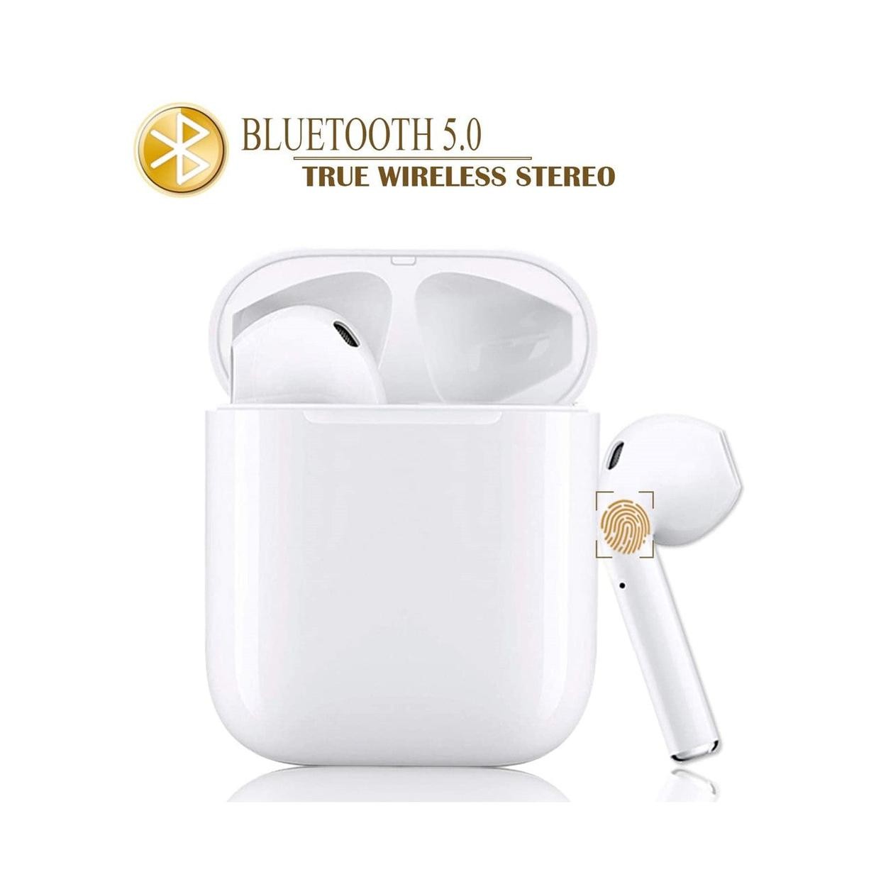 Wireless Earbud Bluetooth 5.0 Headphones with Charging Case for Android/Samsung/Apple iPhone - White