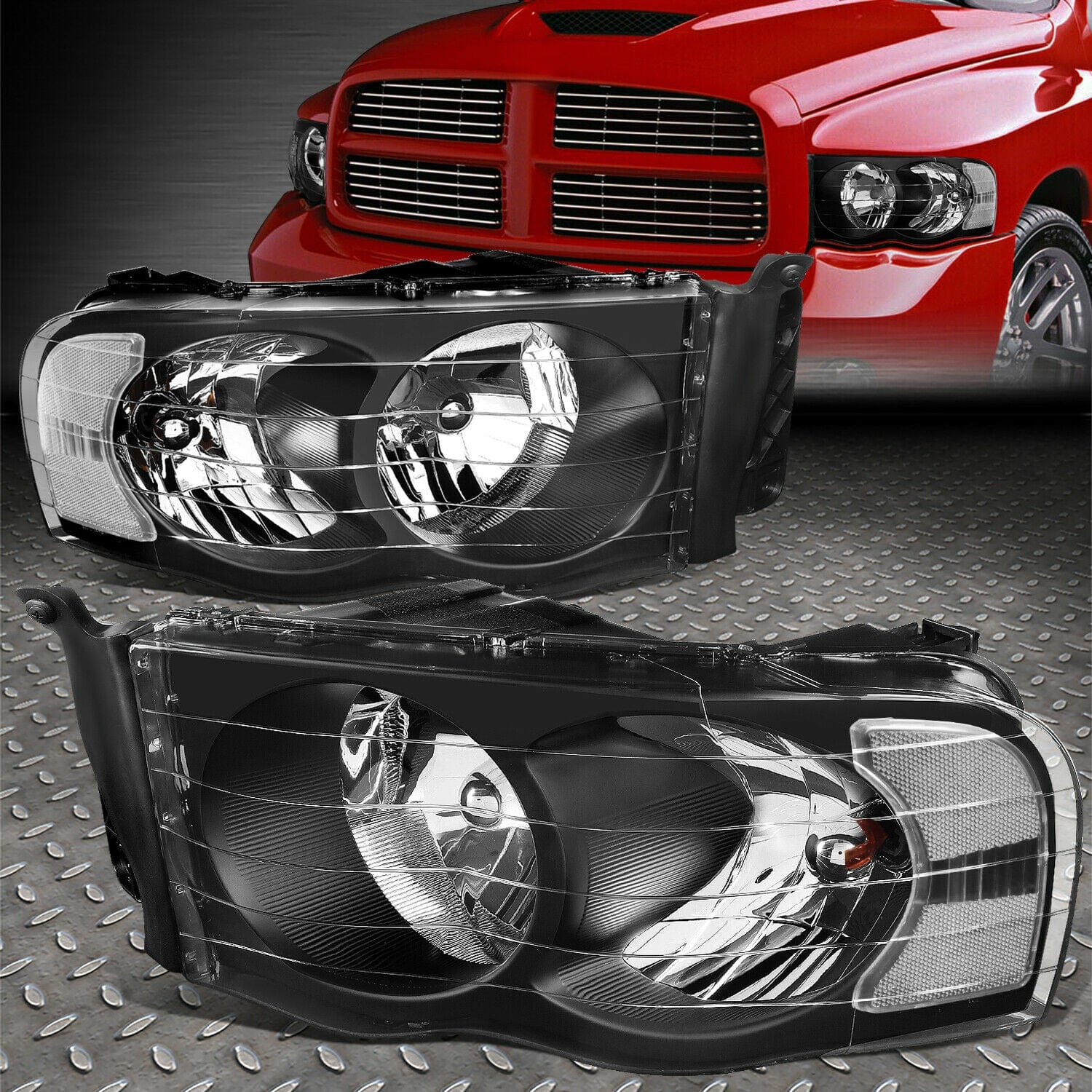 RASE Tire and Auto LLC Black 2002-2005 DODGE RAM 1500 2500 3500 CHROME OR BLACK HEADLIGHTS LEFT & RIGHT