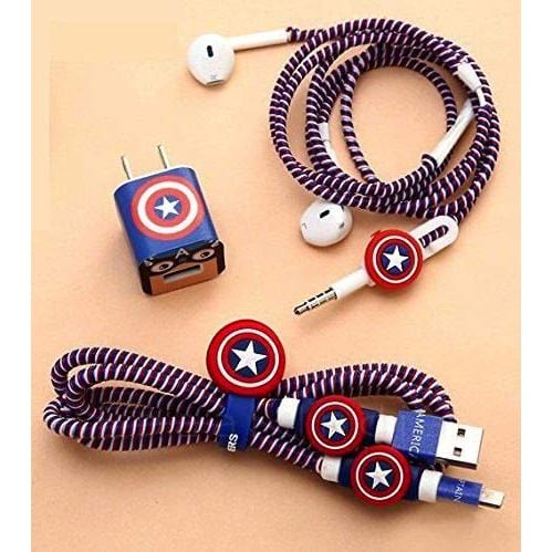 RASE Tire and Auto LLC Captain America DIY Protector Data Cable USB Charger Line Earphone Wire Saver Organizer