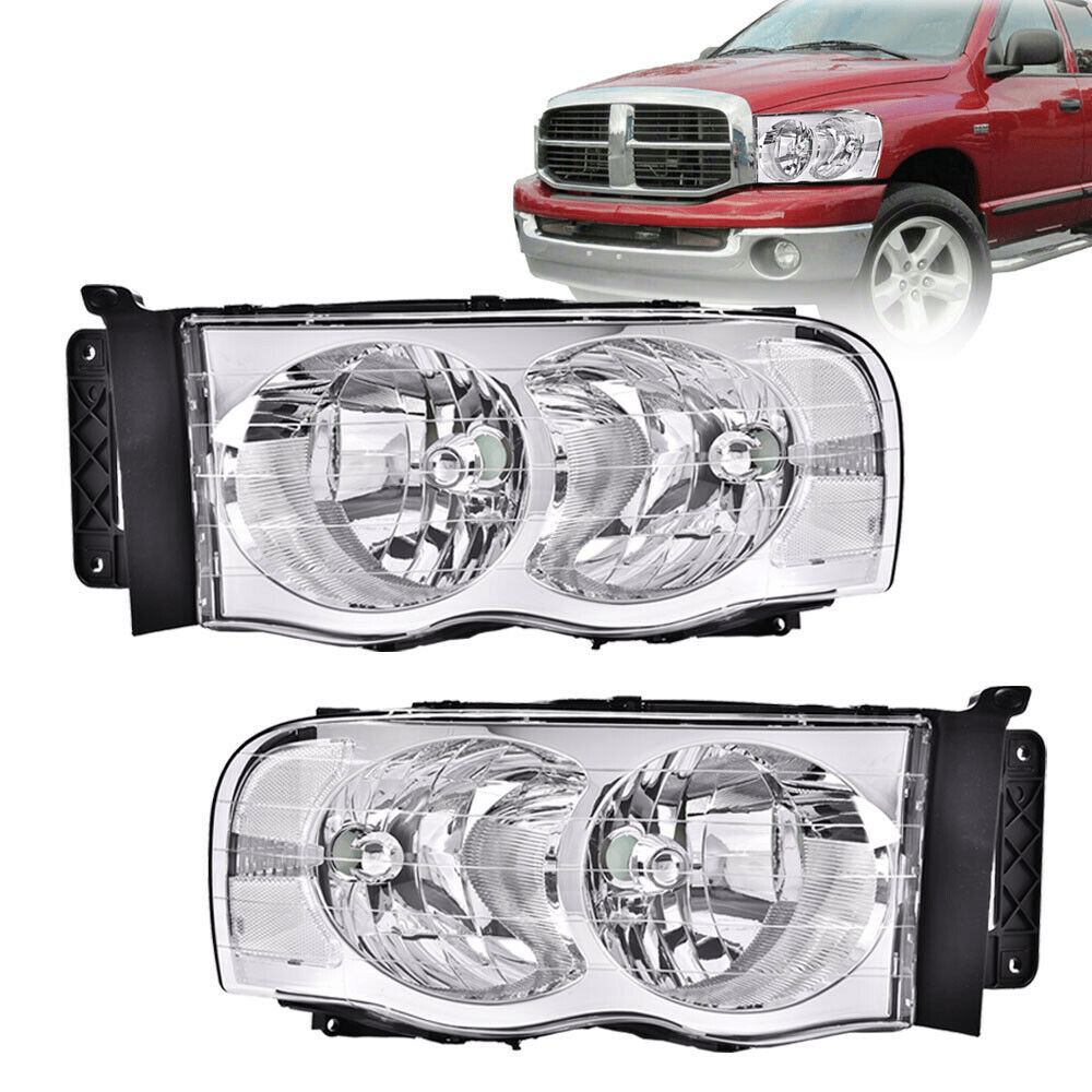 RASE Tire and Auto LLC Chrome 2002-2005 DODGE RAM 1500 2500 3500 CHROME OR BLACK HEADLIGHTS LEFT & RIGHT