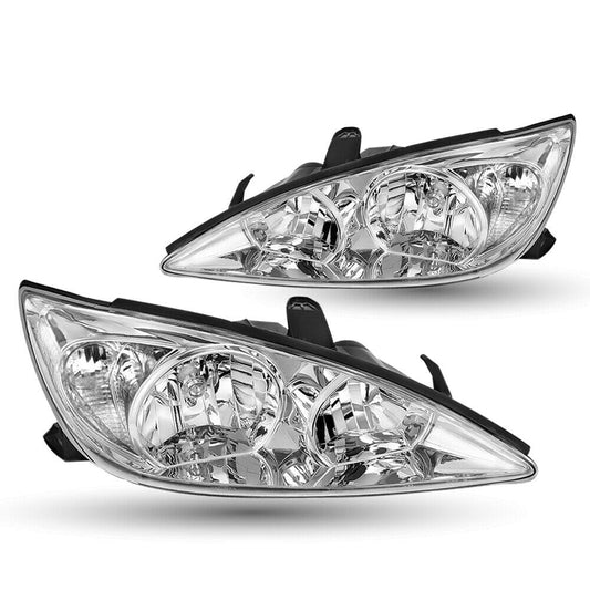 RASE Tire and Auto LLC Clear Chrome 2002-2004 Toyota Camry Chrome Housing Clear OR Black Headlights Lamps L+R