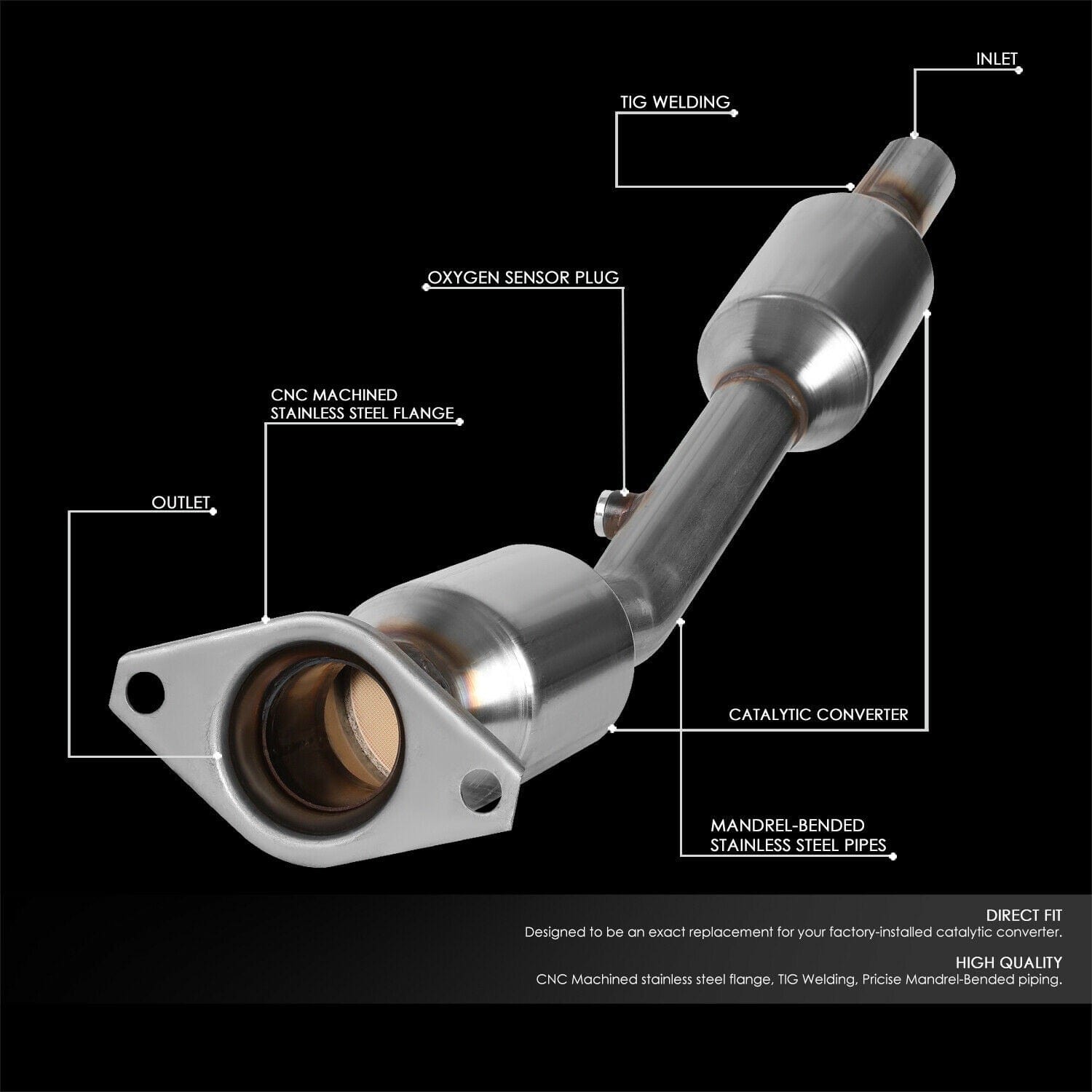 RASE Tire and Auto LLC FOR 2004-2009 TOYOTA PRIUS STAINLESS STEEL CENTER EXHAUST CATALYTIC CONVERTER