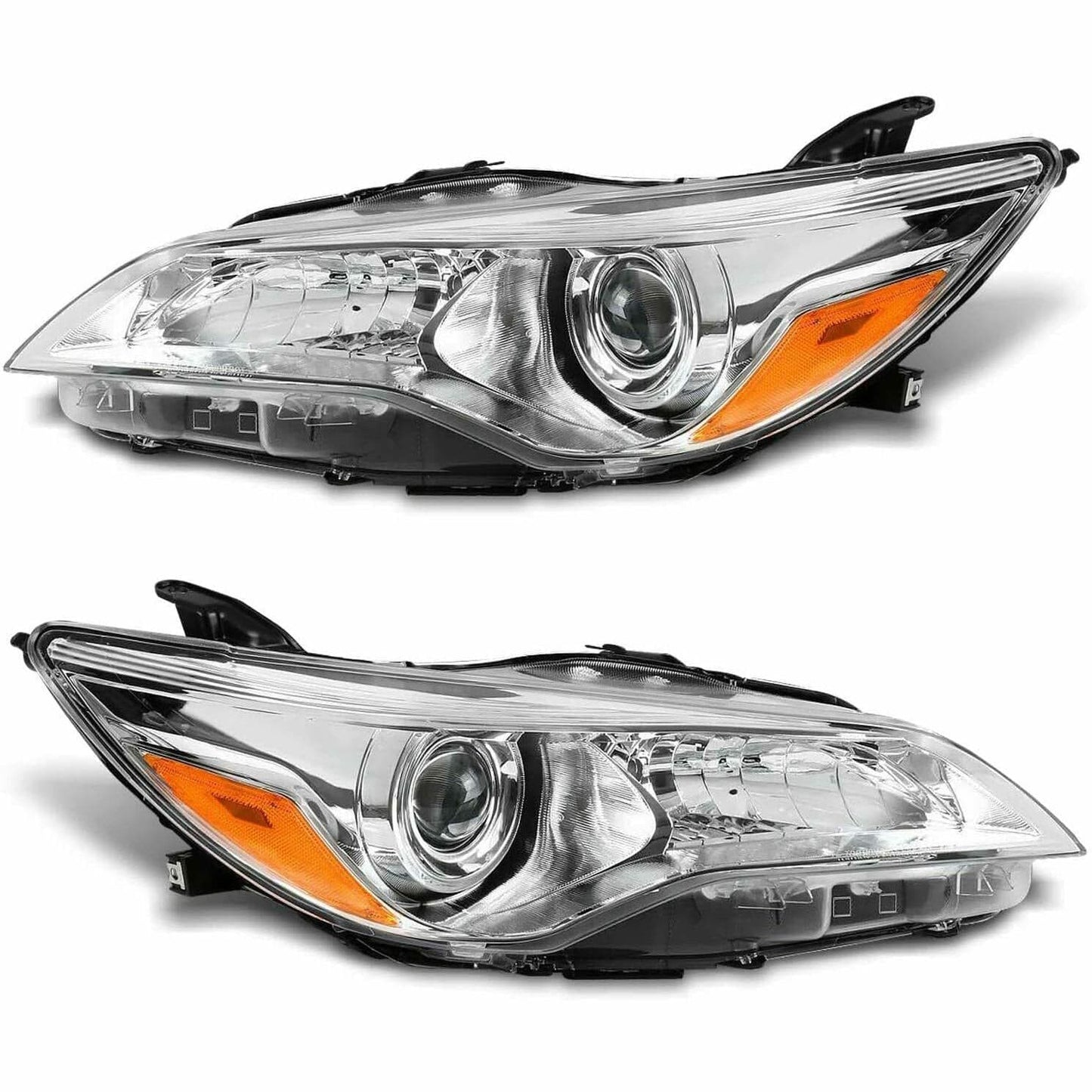 RASE Tire and Auto LLC Headlights Chrome 2015-2017 Toyota Camry Chrome Headlights Clear OR Black Projector lamps Pair