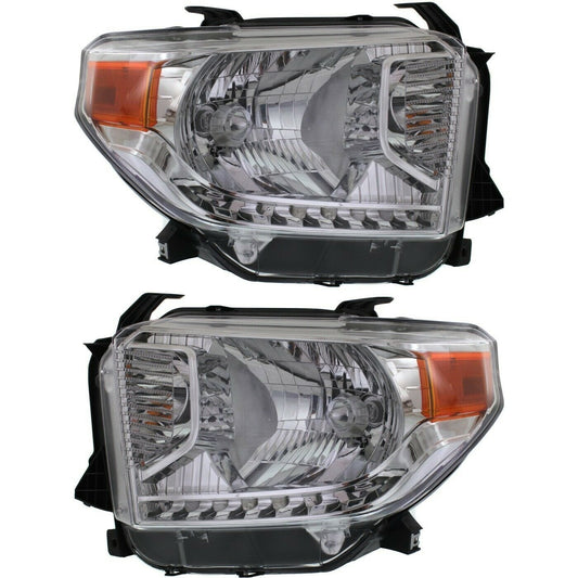 RASE Tire and Auto LLC Headlights NEW 2014-2017 Toyota Tundra Headlights Set Chrome Housing Amber Corner OE Style