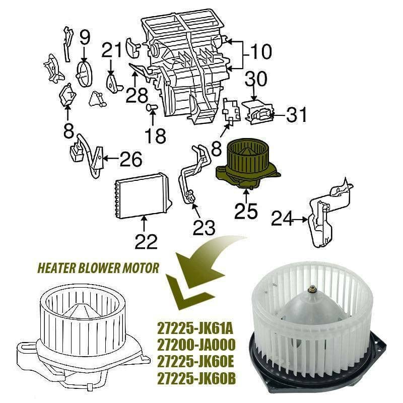 RASE Tire and Auto LLC Heater A/C Front Blower Motor w/ Fan Cage For Infiniti EX35 FX35 FX50 G35 G37