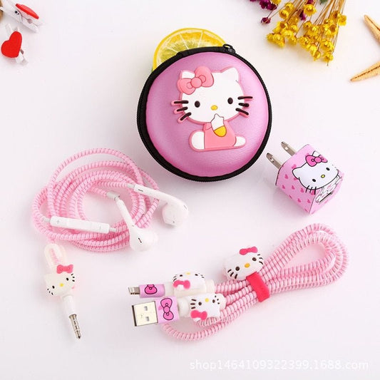 RASE Tire and Auto LLC Hello Kitty DIY Protector Data Cable USB Charger Line Earphone Wire Saver Organizer