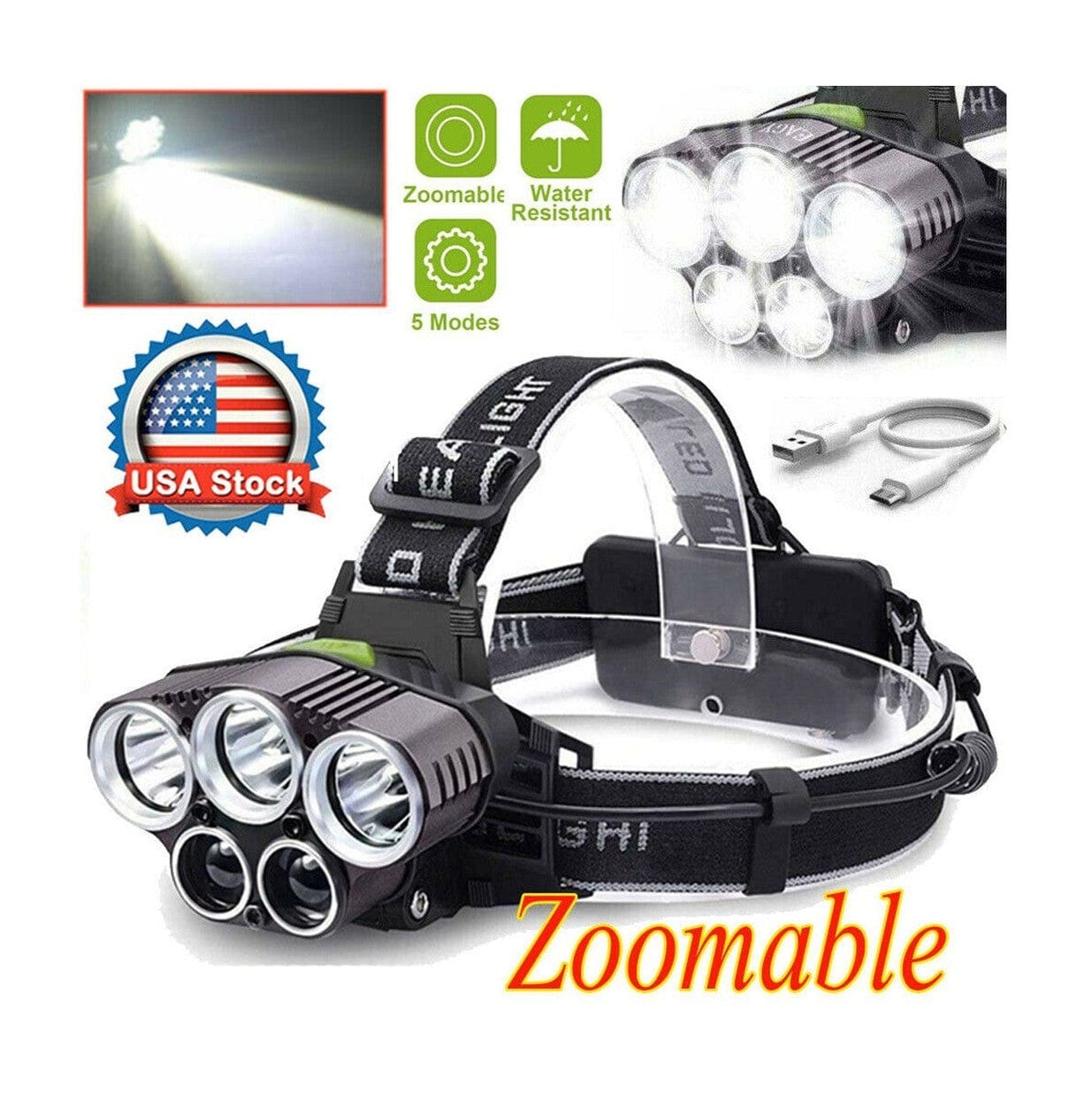 RASE Tire and Auto LLC Multi-mode Headlight Adjustable Headlamp Water Resistance