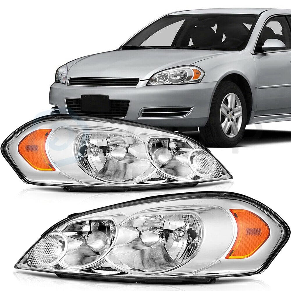 RASE Tire and Auto LLC Pair Headlights Assembly For 2006-2013 Chevy Impala Headlamp Replacement Set