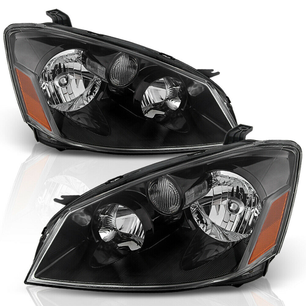 2005-2006 Altima Black Factory Halogen Headlights Headlamps 05-06 Left+Right