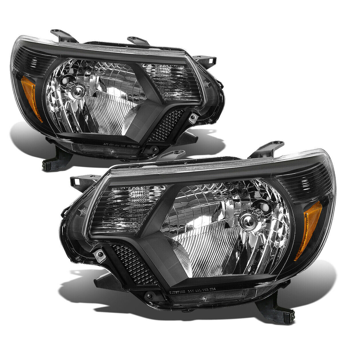 2012-2015 Toyota Tacoma Pair Black OR Chrome Housing Amber Corner Headlight