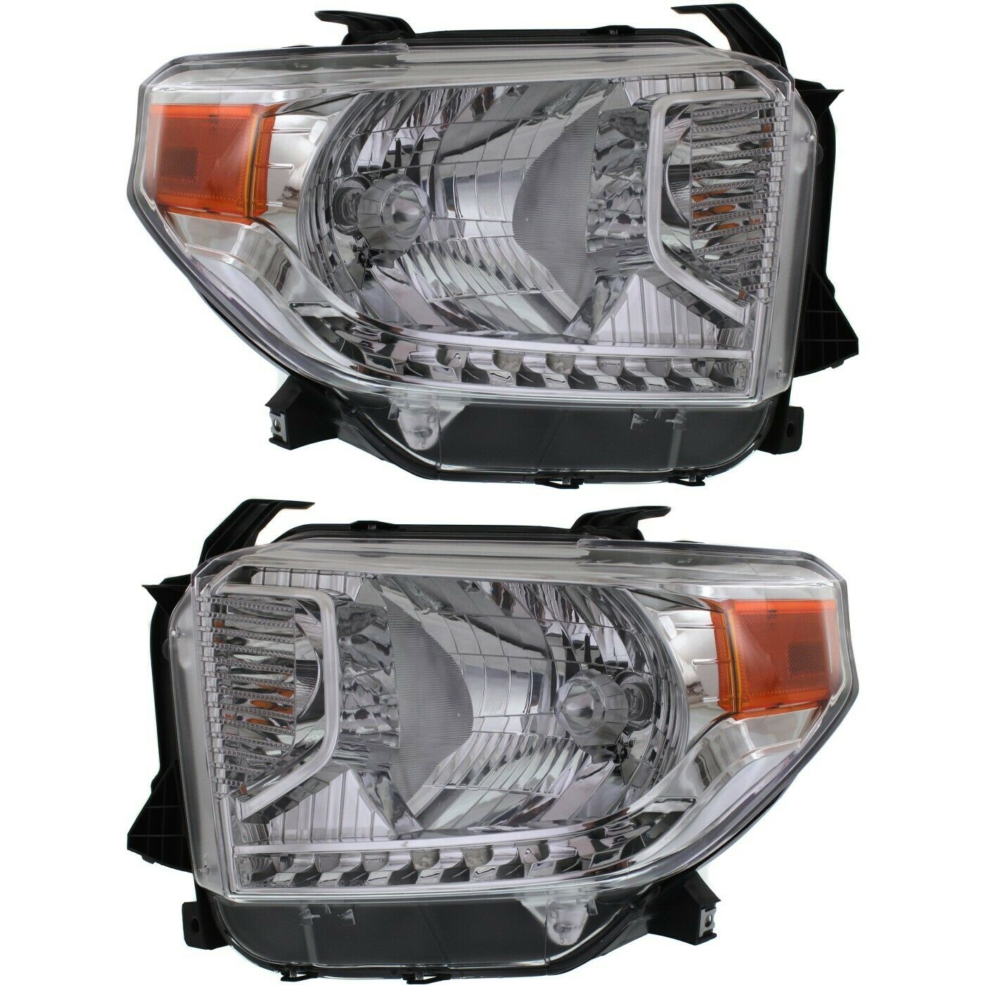 NEW 2014-2017 Toyota Tundra Headlights Set Chrome Housing Amber Corner OE Style