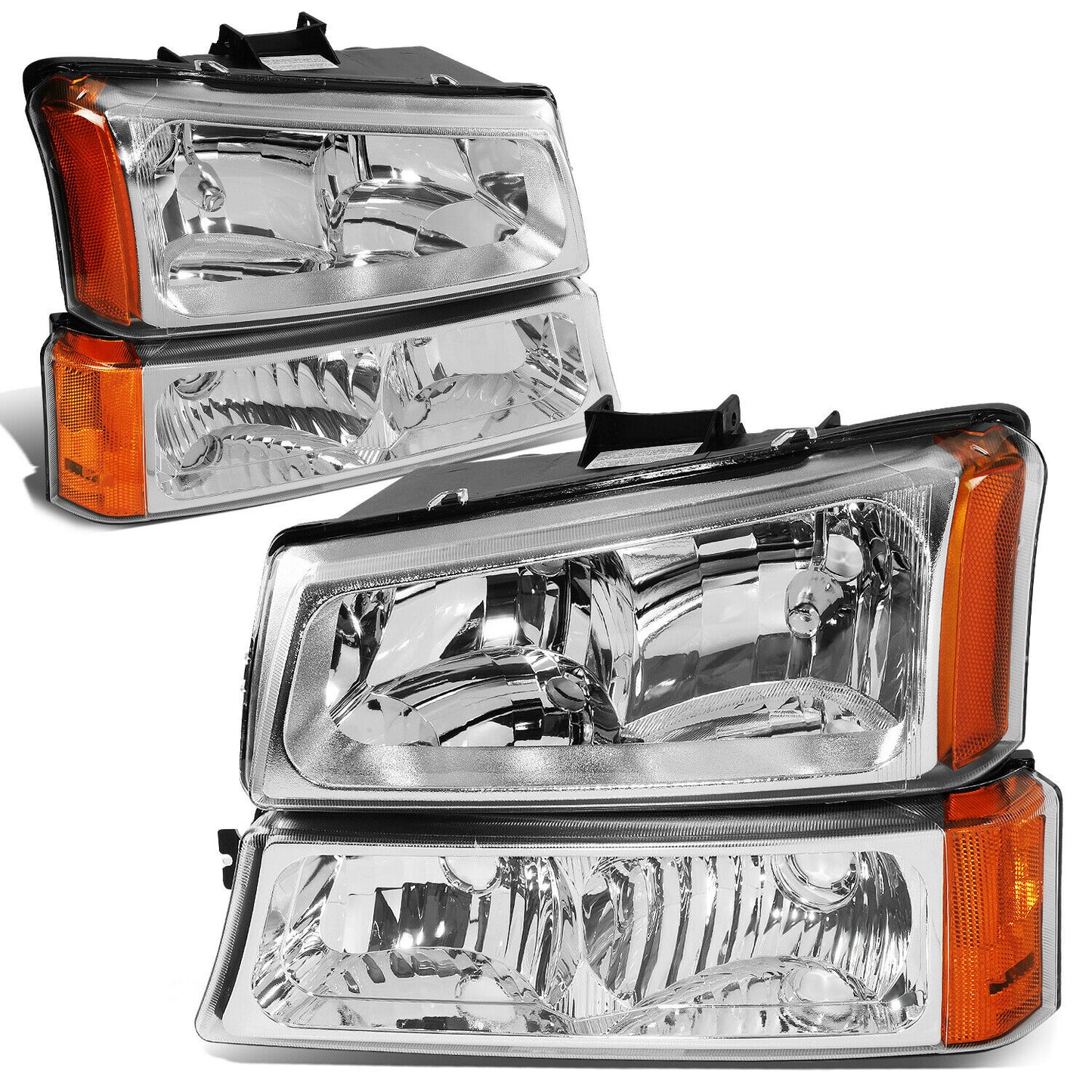 2003-2006 Chevy Silverado Chrome OR Black Housing Amber Corner Headlight Bumper Lamps