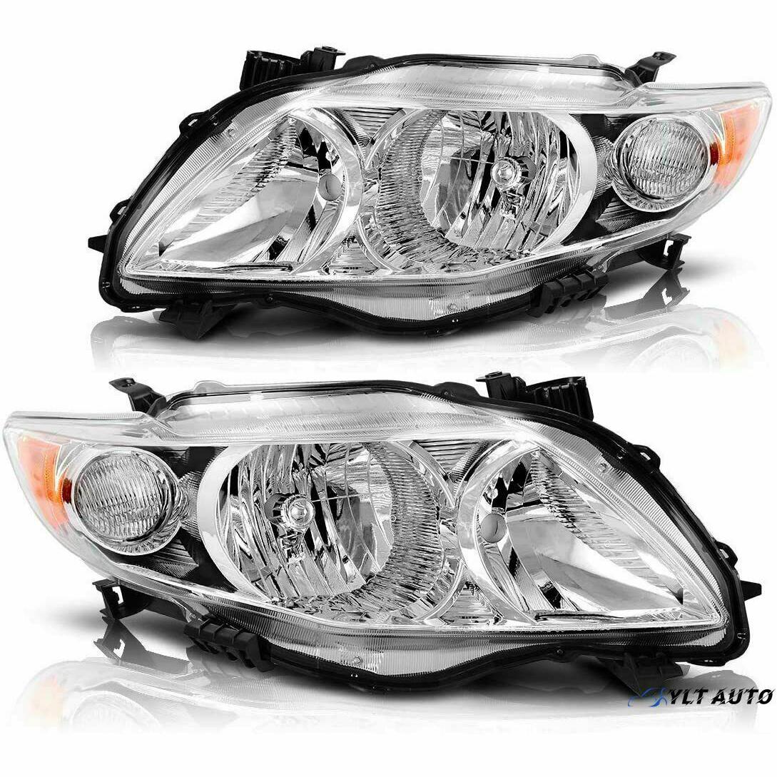 2009-2010 Toyota Corolla S LE 1.8L Chrome Headlights HeadLamps Amber Corner