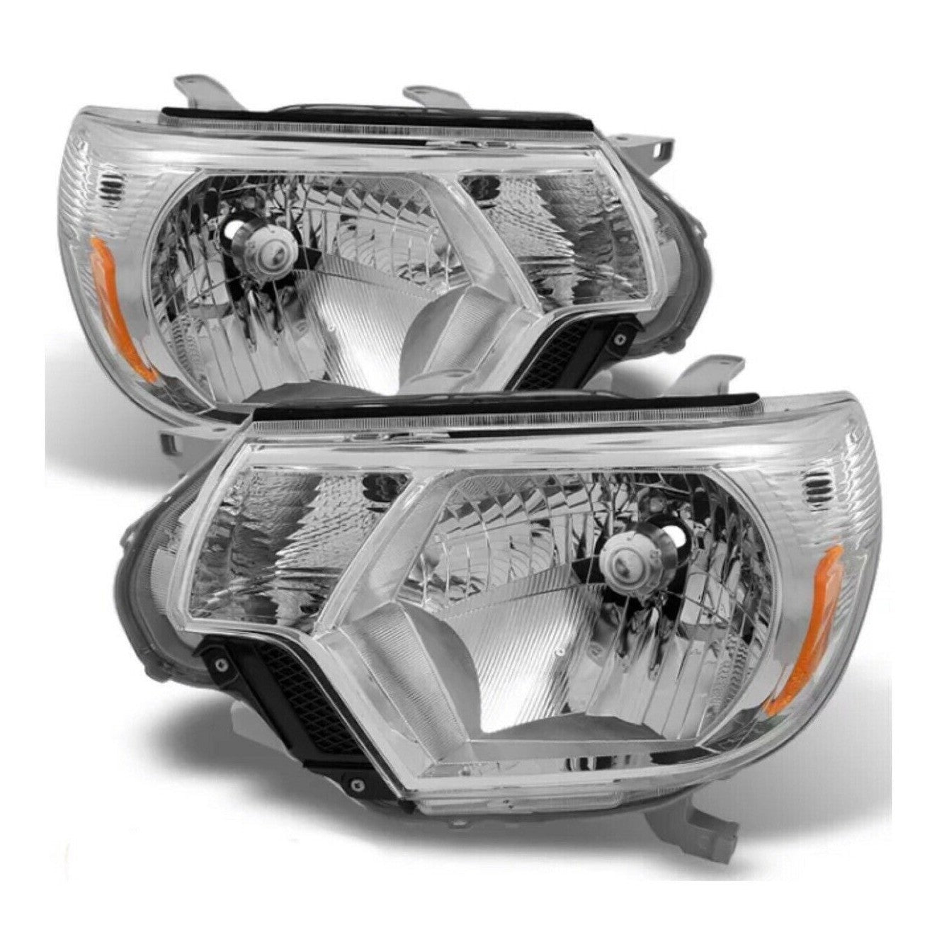 2012-2015 Toyota Tacoma Pair Black OR Chrome Housing Amber Corner Headlight