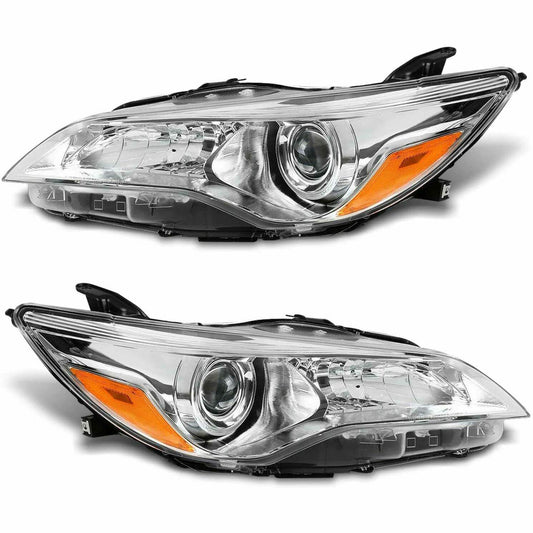 2015-2017 Toyota Camry Chrome Headlights Clear OR Black Projector lamps Pair